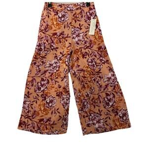 Rachel Zoe Wide Leg Linen Pants Womens S Floral Resort Beach Boho Chic NWT